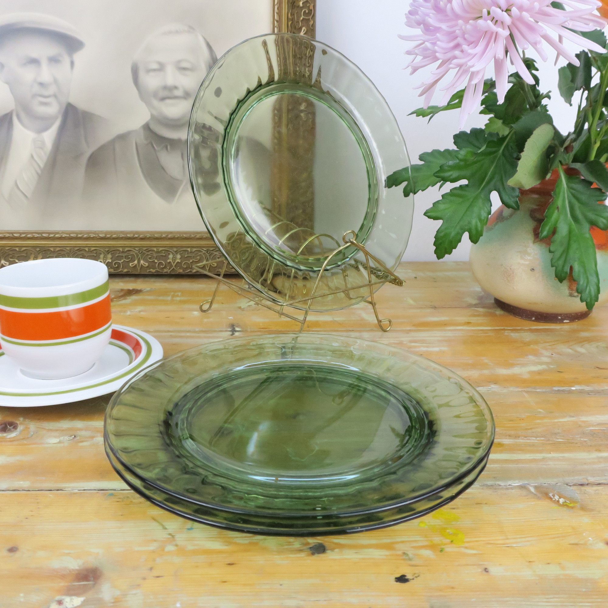 Vintage bord glas glazen bord art deco, set van drie - Retroriek
