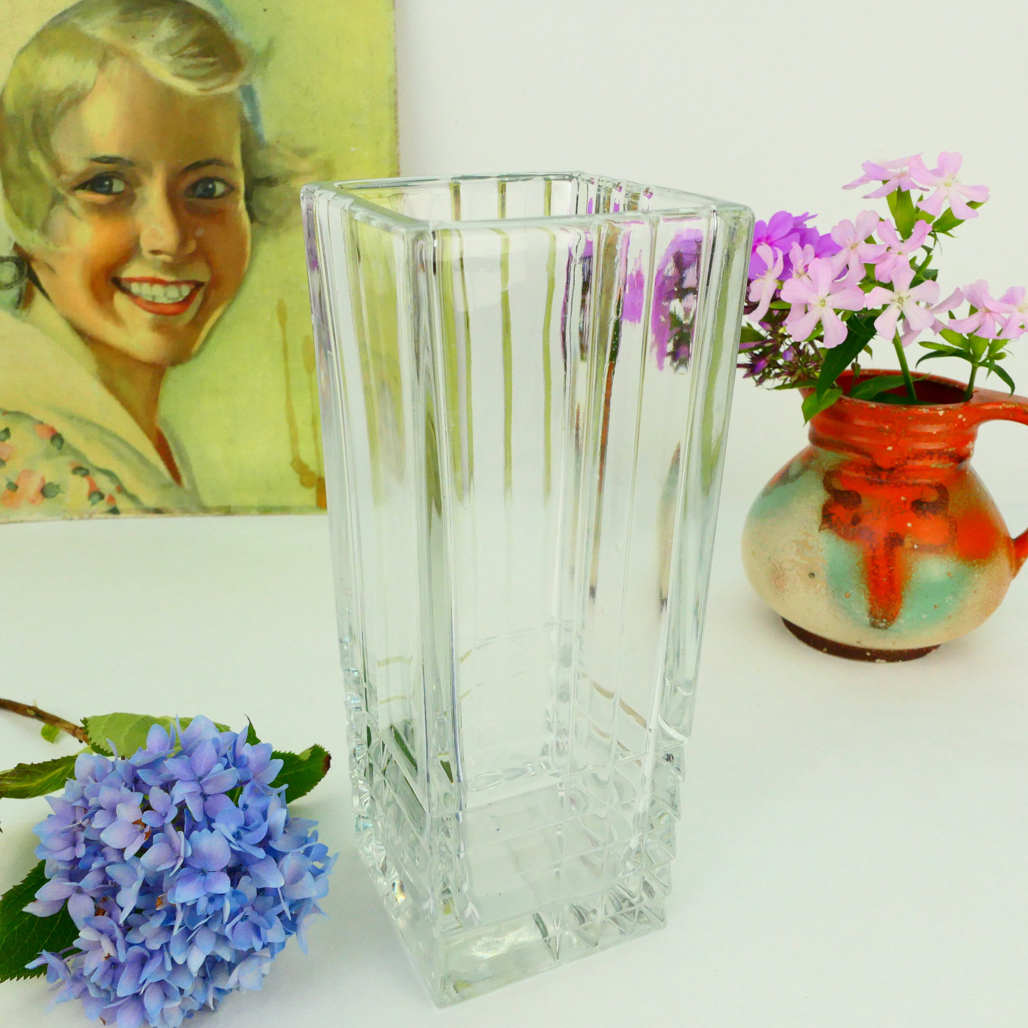 Sanctie venster vergeven Vintage vaas vierkant met grafisch patroon van dik glas - Retroriek